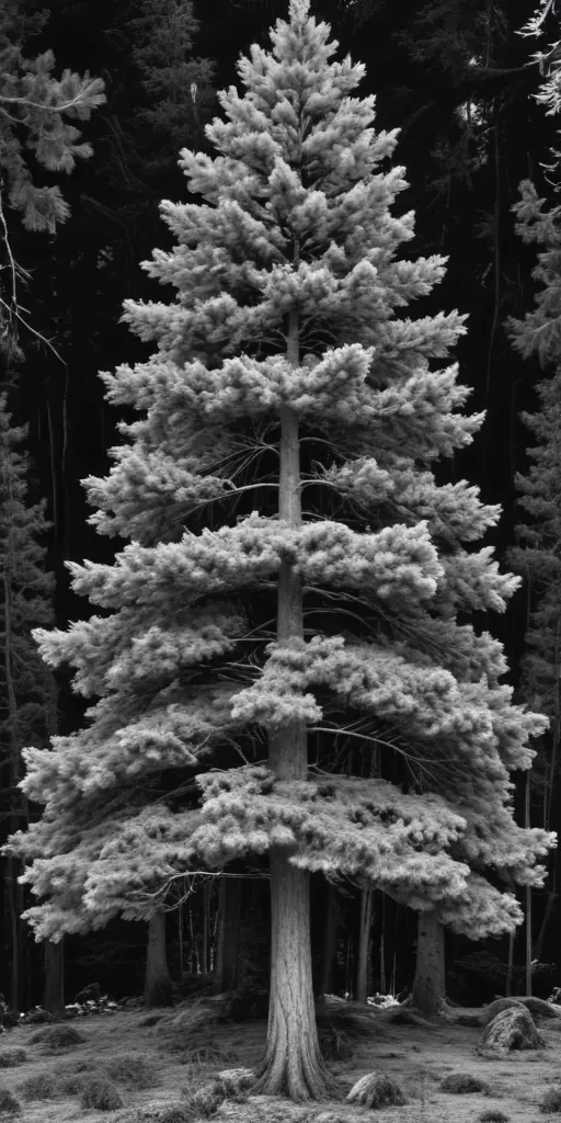 black and white pine tree clipart