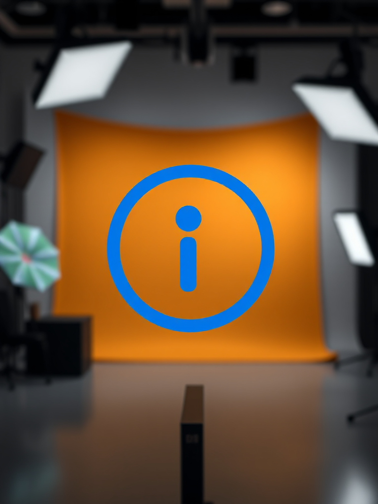 Create a high-resolution logo of a blue information icon enclosed in a circular border, use a DSLR camera with a 50mm lens, aperture set to f/2.8 for shallow depth of field, ISO 100, and shot in a well-lit studio environment with softbox lighting for enhanced image quality.