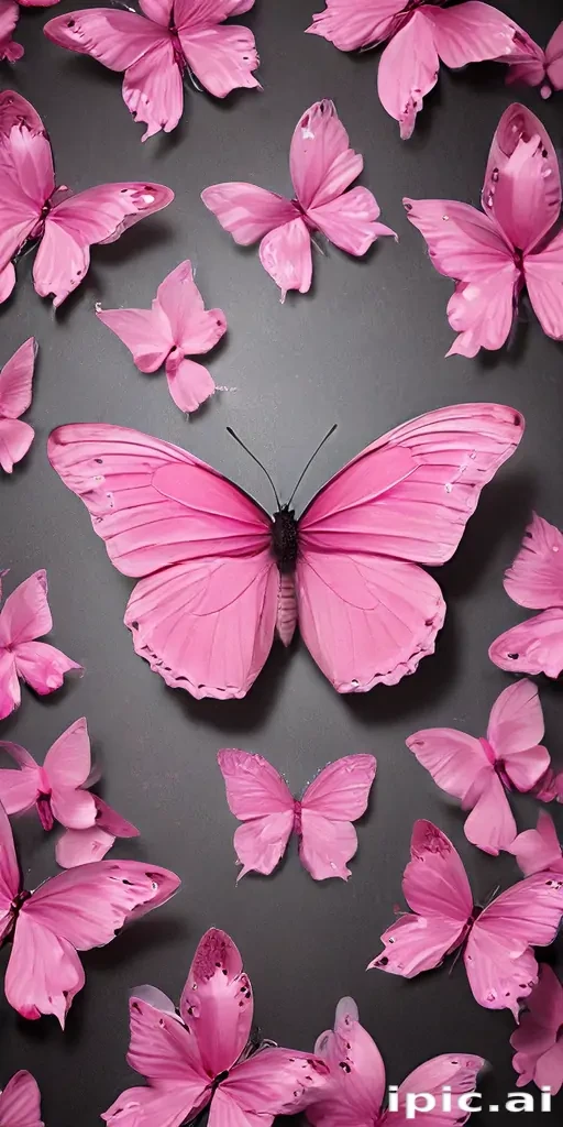 A Vibrant Display of Pink Butterflies in Various Sizes and Shapes.