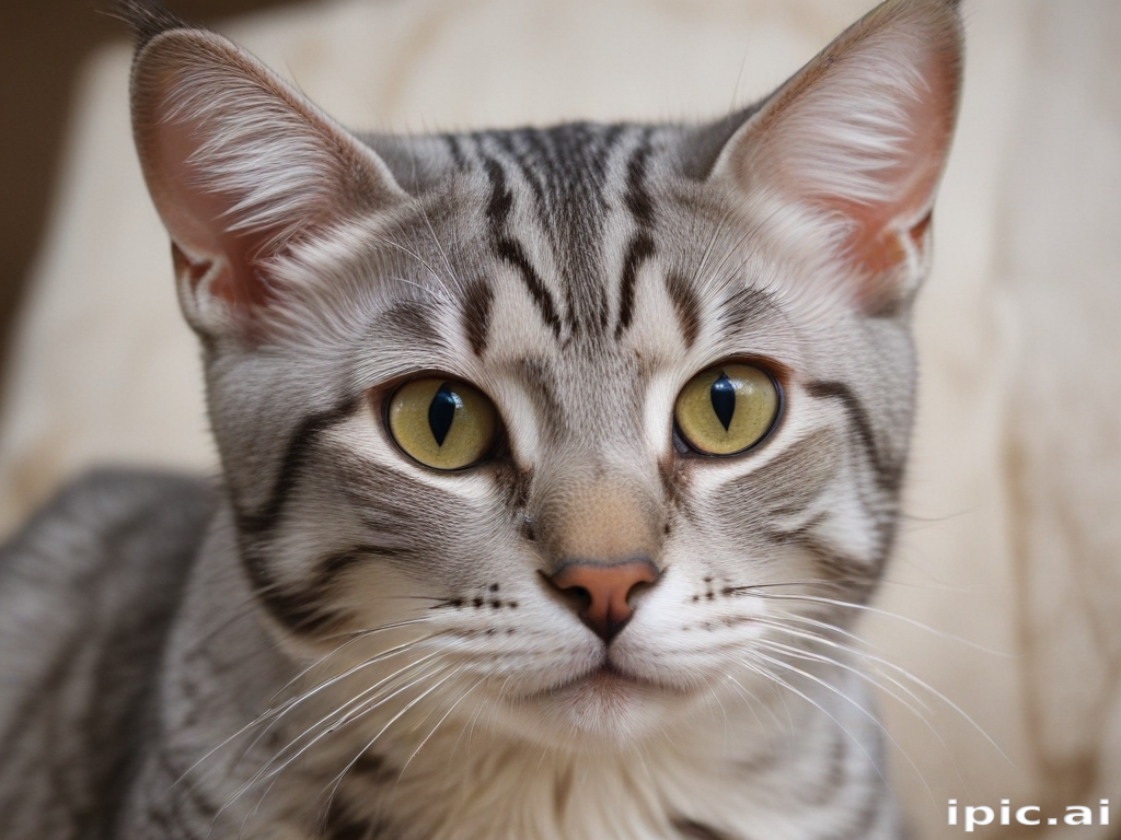 A Close-Up of a Beautiful Gray Tabby Cat with Striking Eyes