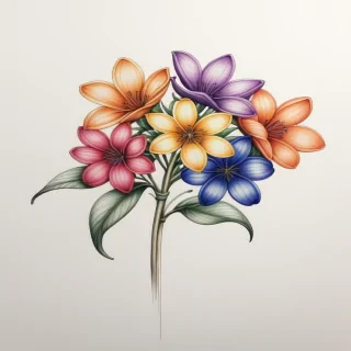 flower drawing colour