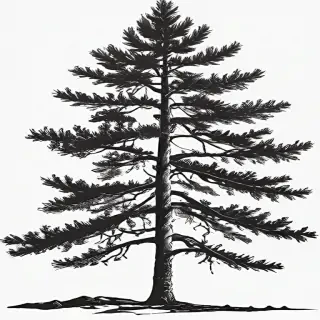 black and white pine tree clipart