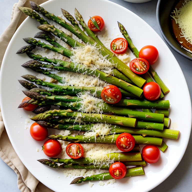parmesan roasted asparagus with tomatoes and balsamic