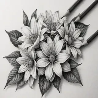 pencil drawing flowers