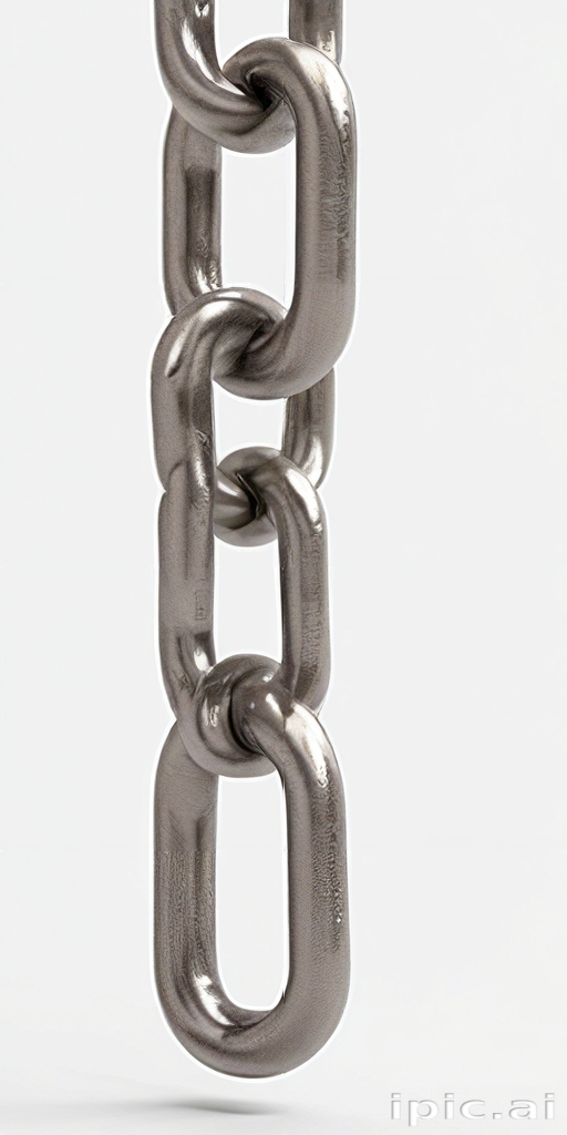 Close-Up View of a Metallic Chain Link in a Minimalist Setting