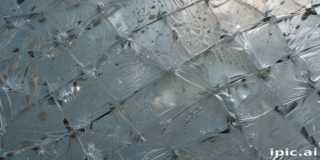 Intricate Patterns of Light and Reflection on Textured Glass Surface.