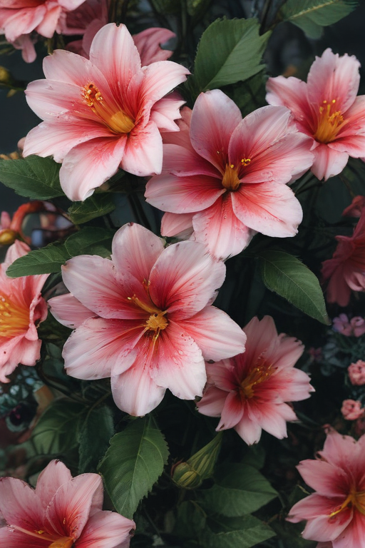 Vibrant Pink Flowers Blooming Gracefully in a Lush Green Garden