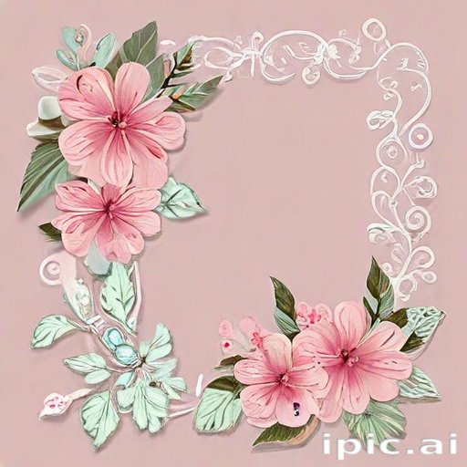 Elegant Floral Frame Design Featuring Soft Pink Blooms and Delicate Leaves