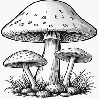 mushroom clipart black and white