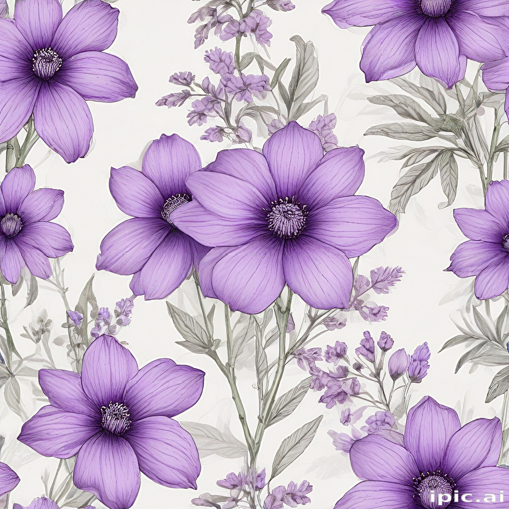Delicate Purple Flowers and Lavender Blooms on a Soft Background Design