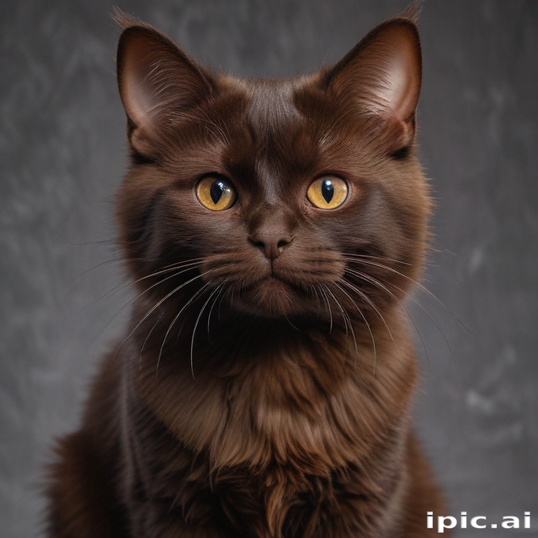 A Majestic Brown Cat with Striking Yellow Eyes Poses Elegantly for the ...