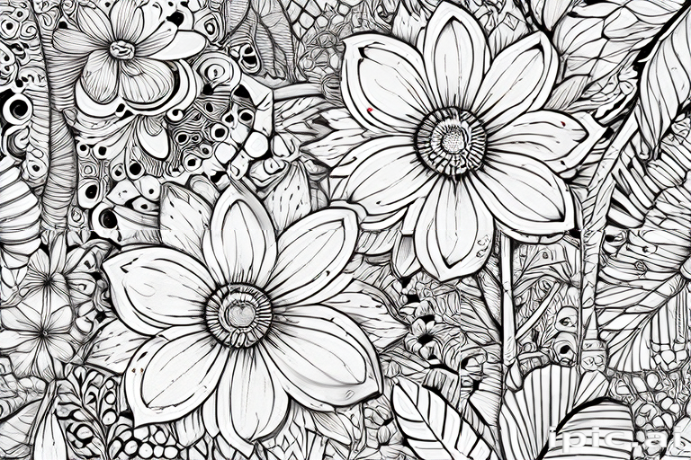Intricate Black and White Floral Design Featuring Beautiful Blooming ...