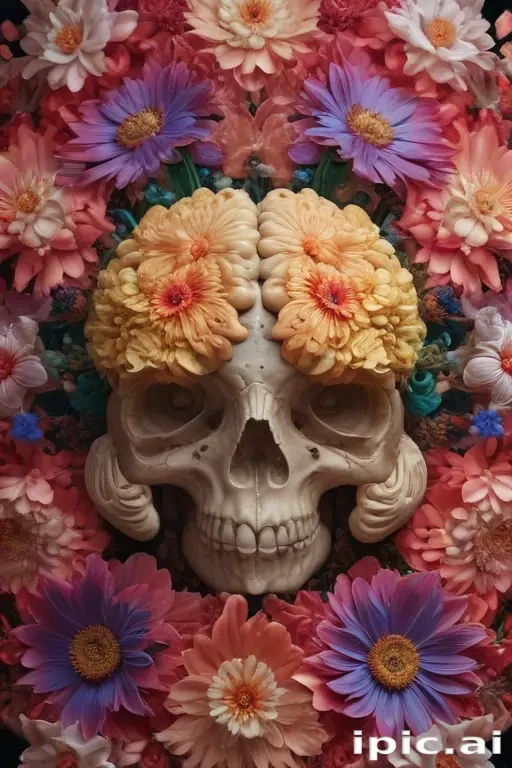 half brain half flowers