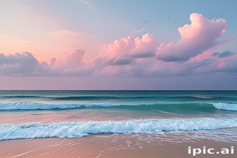 Tranquil Ocean Scene at Sunset with Soft Clouds and Gentle Waves