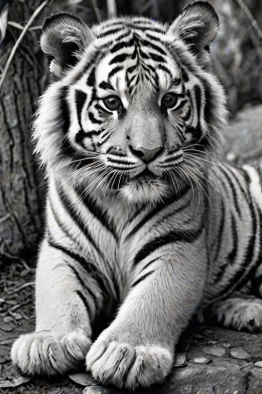 tiger clipart black and white