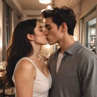 couple kissing aesthetic