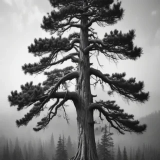 pine tree clipart black and white