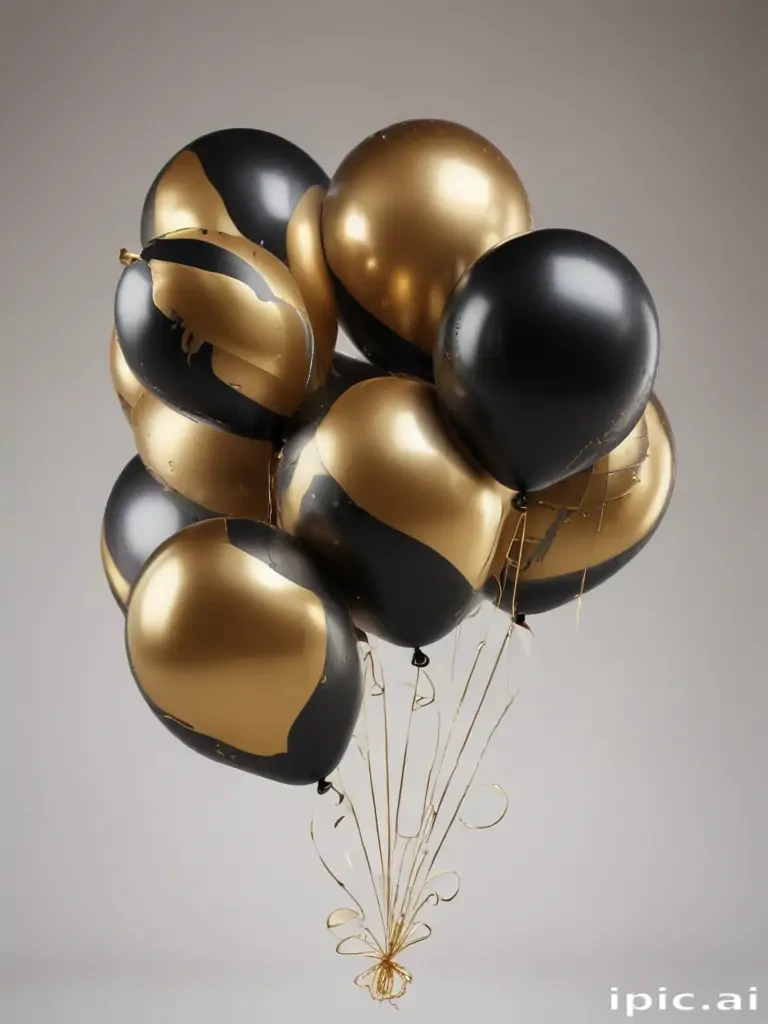 black and gold balloons png