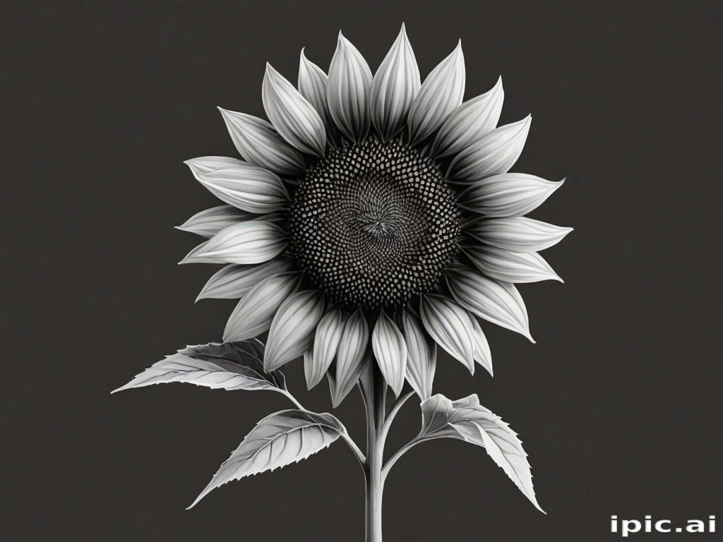 clip art sunflower black and white