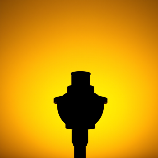 A bright yellow lamp silhouette on a solid black background, captured with a DSLR camera at f/2.8 aperture, ISO 100, 50mm lens, natural lighting, high-resolution image with a shallow depth of field and minimal noise.