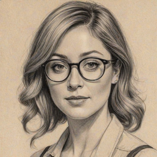 Delightful Sasha Alexander, pencil sketch, portrait of Beauteous woman 1924s in glasses, hair style beatnik, outline, clear lines, fine lines, 8k