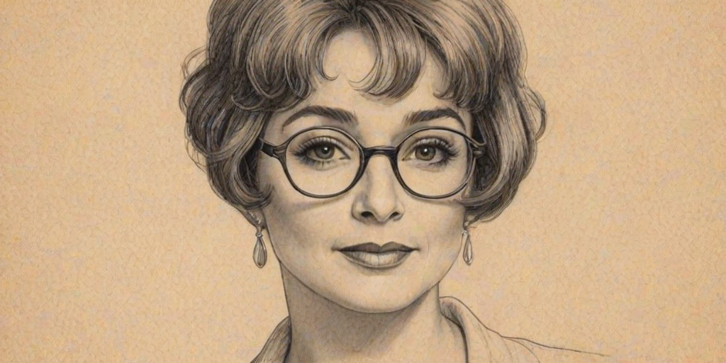 Magnificent Annie Potts, pencil sketch, portrait of Graceful woman 1923s in glasses, hair style beatnik, outline, clear lines, fine lines, 8k