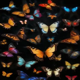 butterflies in black background