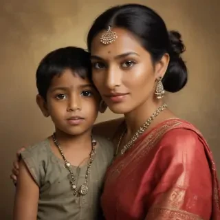 mom and son indian