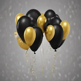 black and gold balloons png