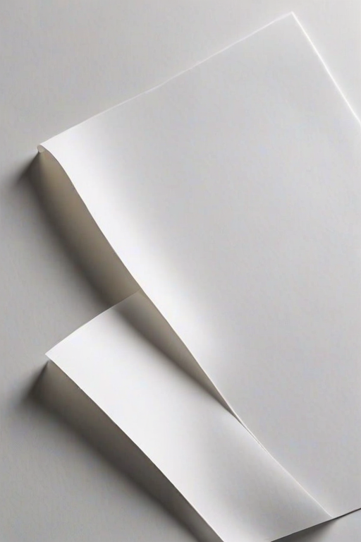 Create a blank white sheet of paper with a slight curve at the top and a wave-like border at the bottom.