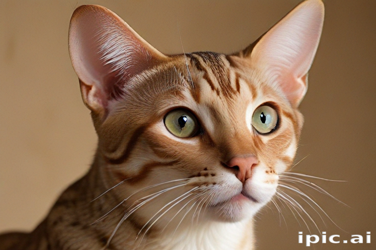 Close-Up Portrait of a Beautiful Cat with Striking Green Eyes