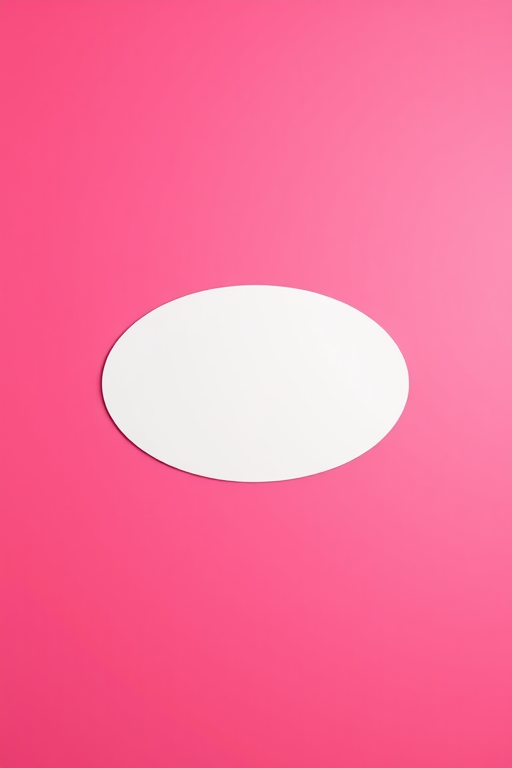 Create a vibrant, minimalistic background with a prominent white oval shape centered in the image, using a Canon EOS R5 camera, f/4 aperture, ISO 100, 50mm lens, and a standard view; ensure high saturation and sharp contrast in colors.