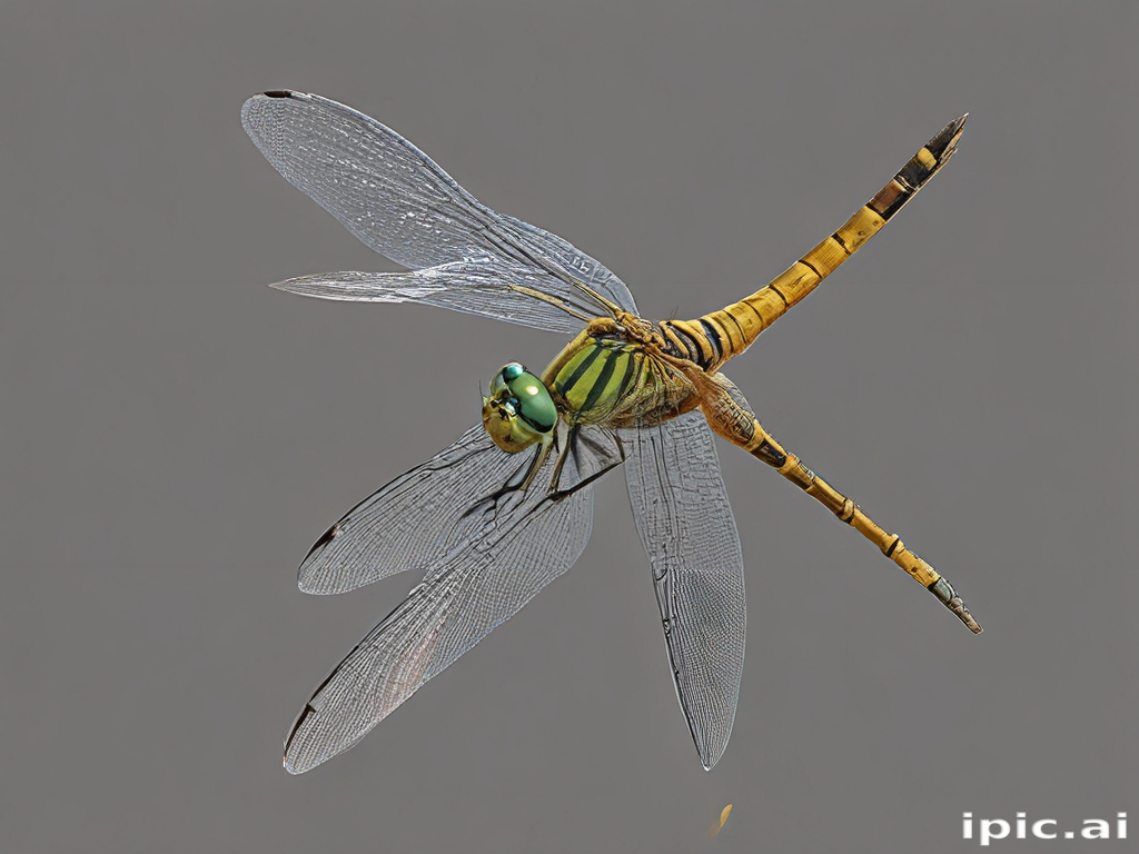 Close-Up of a Colorful Dragonfly with Intricate Wings in Flight
