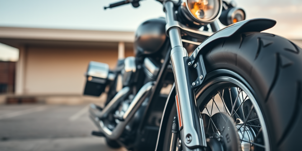 Capture a high-resolution image of a chrome motorcycle from a low angle perspective with a shallow depth of field, using a DSLR camera set at f/2.8 aperture, 1/1000 shutter speed, and ISO 100, focusing on the details of the bike and a blurred background for added emphasis.
