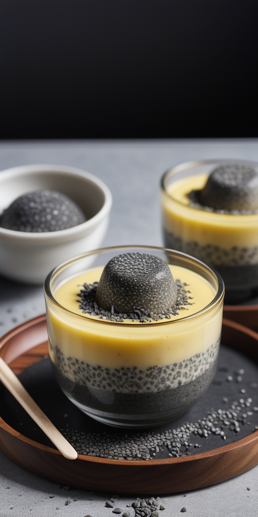 black sesame salt and custard pudding