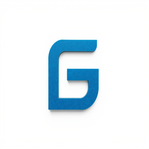 Create an image of a stylized logo featuring a blue and gray language symbol on a minimalist white background, shot with a DSLR camera using a 50mm lens at f/1.8, ISO 100, 1/200s exposure, with soft diffused lighting for enhanced clarity and contrast.