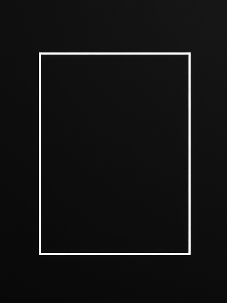 Create a high-resolution image with a black background featuring minimalist white geometric borders, using a DSLR camera set to f/2.8, ISO 100, 1/125s, captured in a straight-on view with a sharp focus to enhance clarity and detail.