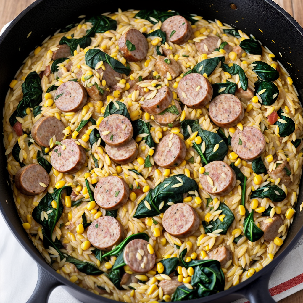 one pot orzo with sausage spinach and corn