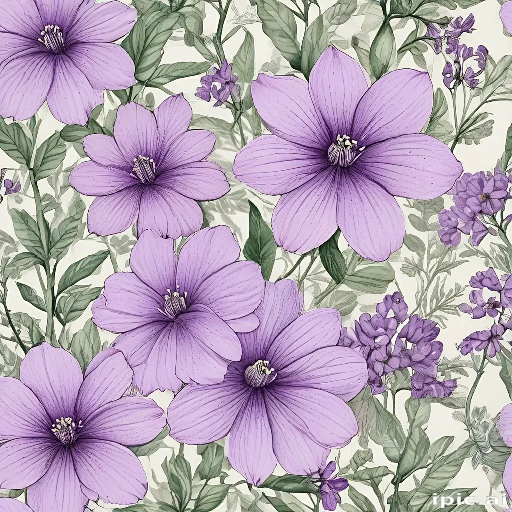 purple flowers drawing
