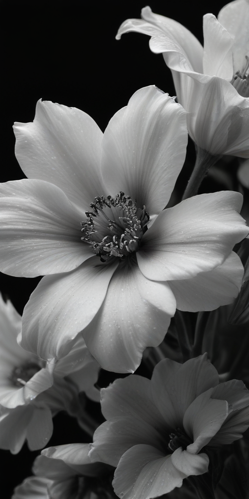 Elegant Black and White Floral Arrangement Highlighting Delicate Petals ...