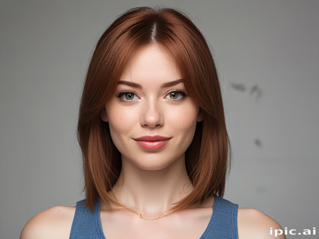 Portrait of a Young Woman with Beautiful Hair and Natural Makeup