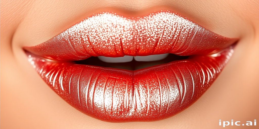 Shimmering rose gold metallic lips, dubbed "Champagne Kiss," offer a dazzling shine and a hydrating formula that keeps lips moisturized all day