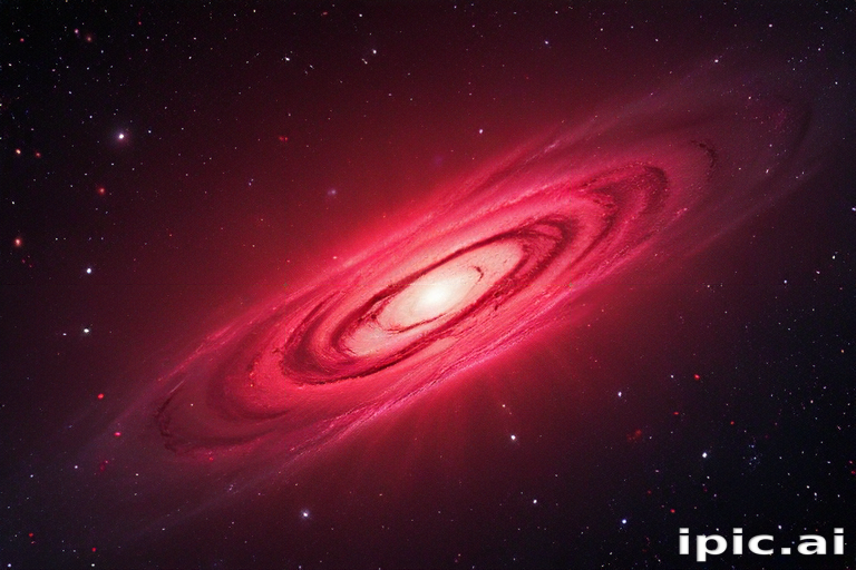 Stunning Cosmic Beauty: A Vibrant Red Spiral Galaxy in Deep Space
