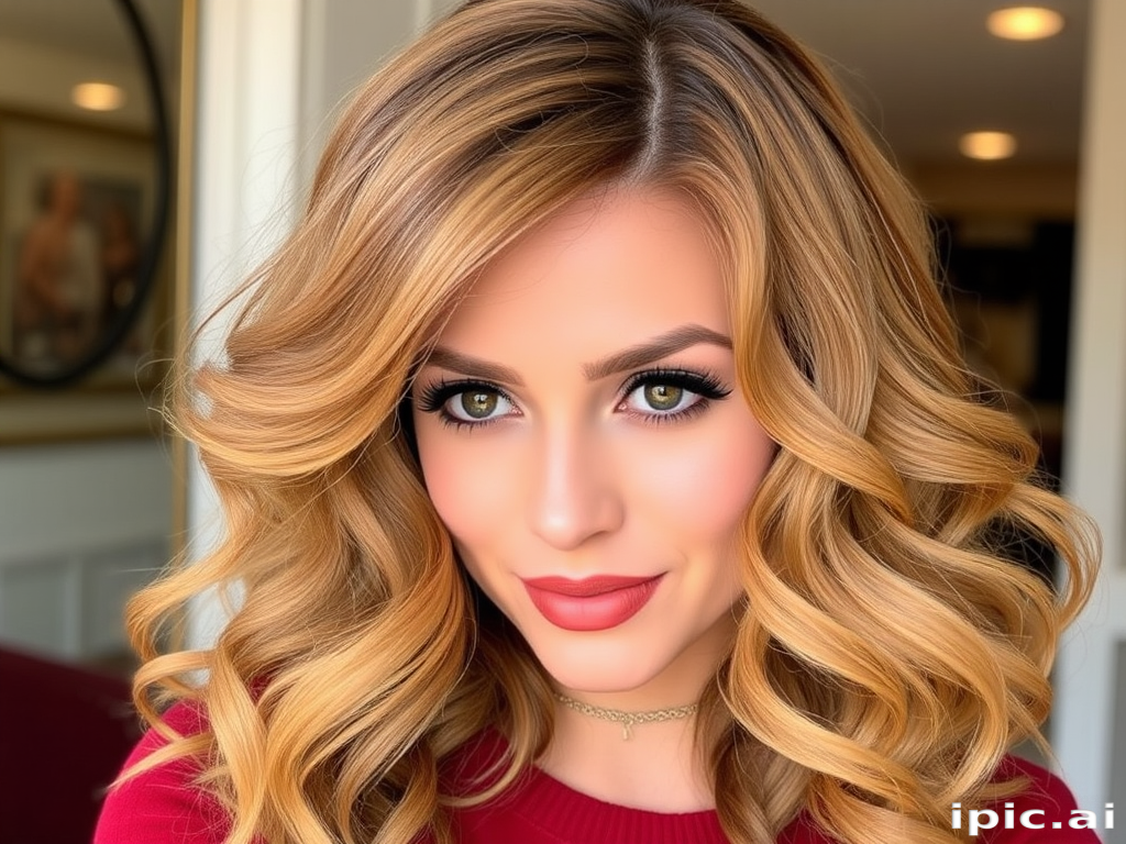 Luxurious caramel-colored hair styled in loose, vintage-inspired finger waves, evoking old Hollywood glamour in the timeless "Golden Era" look