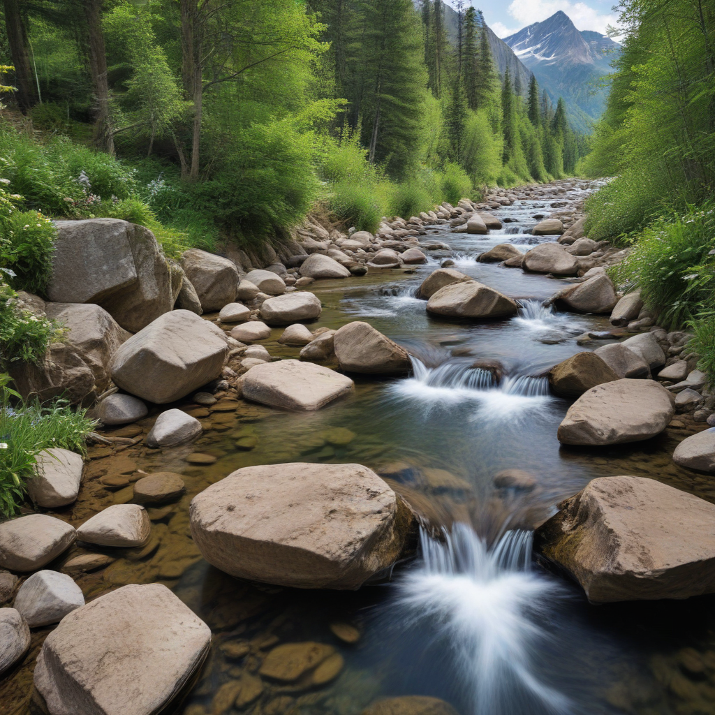 fresh spring water beautiful pure landscape mountains streams rocks nature