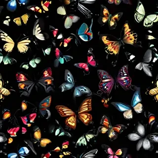 butterflies in black background
