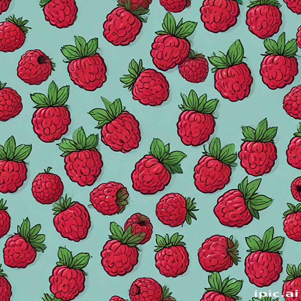 Raspberry Scatter Pattern Vibrant and Colorful Pattern of Ripe Raspberries on a Light Background