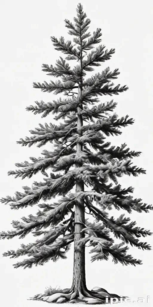pine tree clipart black and white