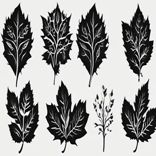 black and white leaf clip art