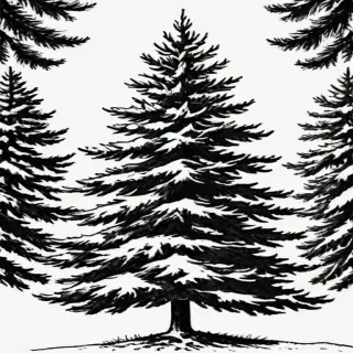 pine tree clipart black and white